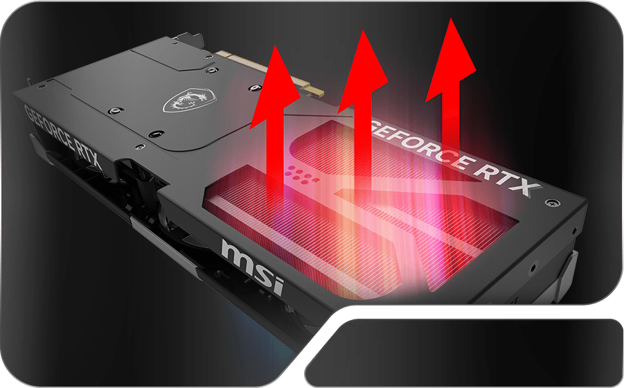 MSI GeForce RTX 5080 16G VENTUS 3X OC MSI Ventus 3X metal backplate for graphics card strength and cooling illustration