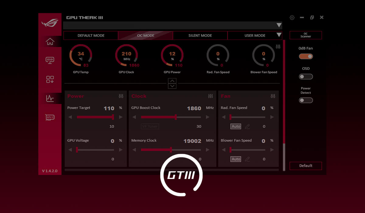ASUS DUAL-RTX5060TI-O16G GPU Tweak III interface illustration