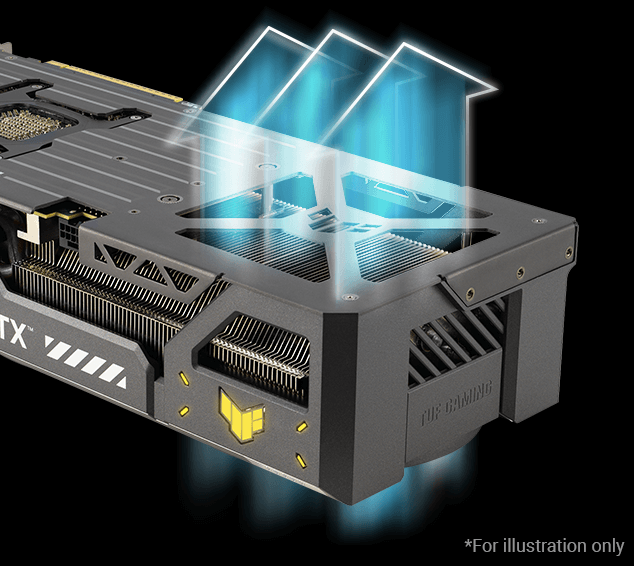 ASUS TUF-RTX5070TI-O16G-GAMING backplate and airflow illustration