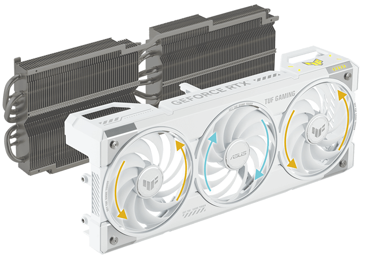ASUS TUF-RTX5070TI-O16G-WHITE-GAMING fan rotation and cooling illustration