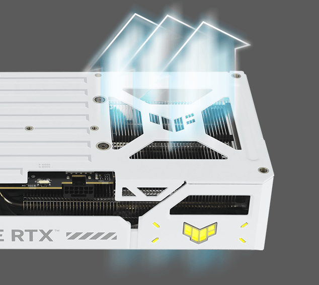 ASUS TUF-RTX5070TI-O16G-WHITE-GAMING backplate and airflow illustration