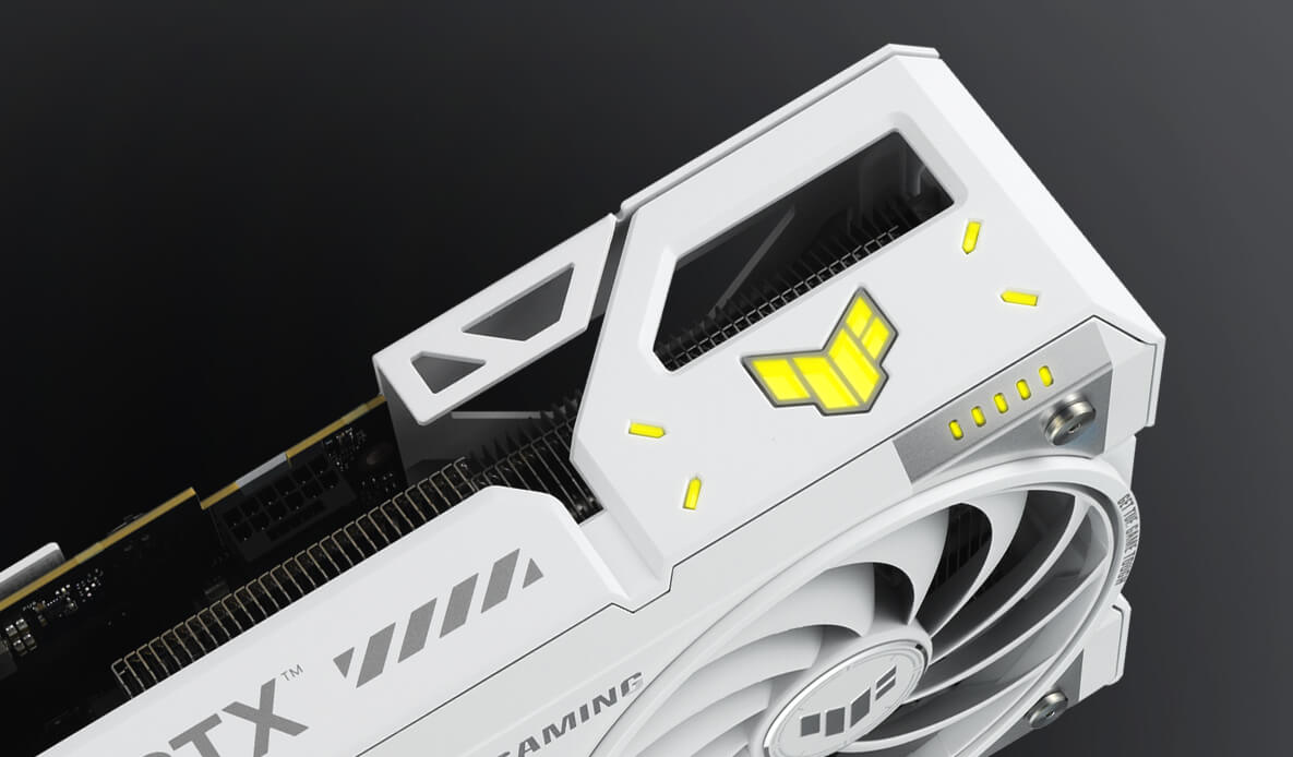 ASUS TUF-RTX5070TI-O16G-WHITE-GAMING ARGB lighting detail