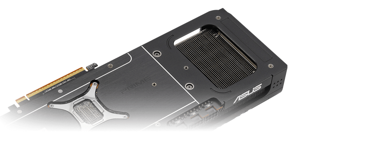 ASUS PRIME-RX9070XT-O16G backplate and airflow illustration