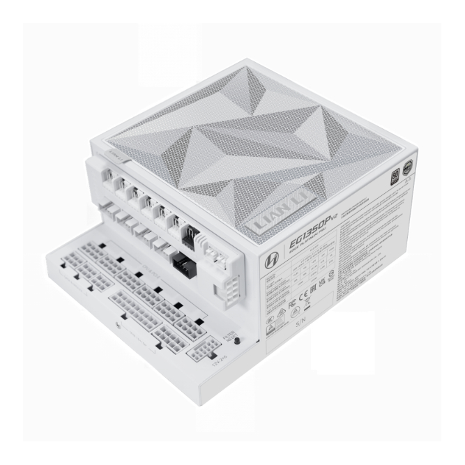 Lian Li EDGE Platinum V2 1350W ATX 3.1 PSU with EDGE Hub ADV – White — official product view
