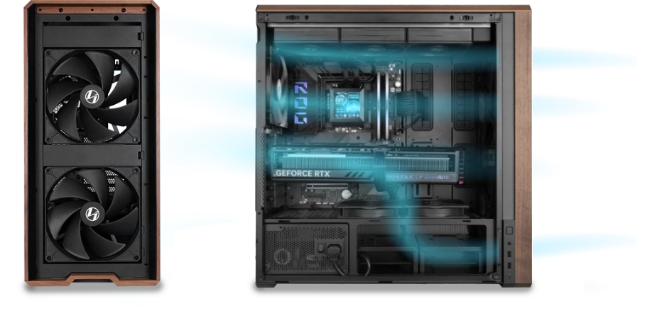 Lian Li LANCOOL 217 — Large front fans, plus directed GPU airflow